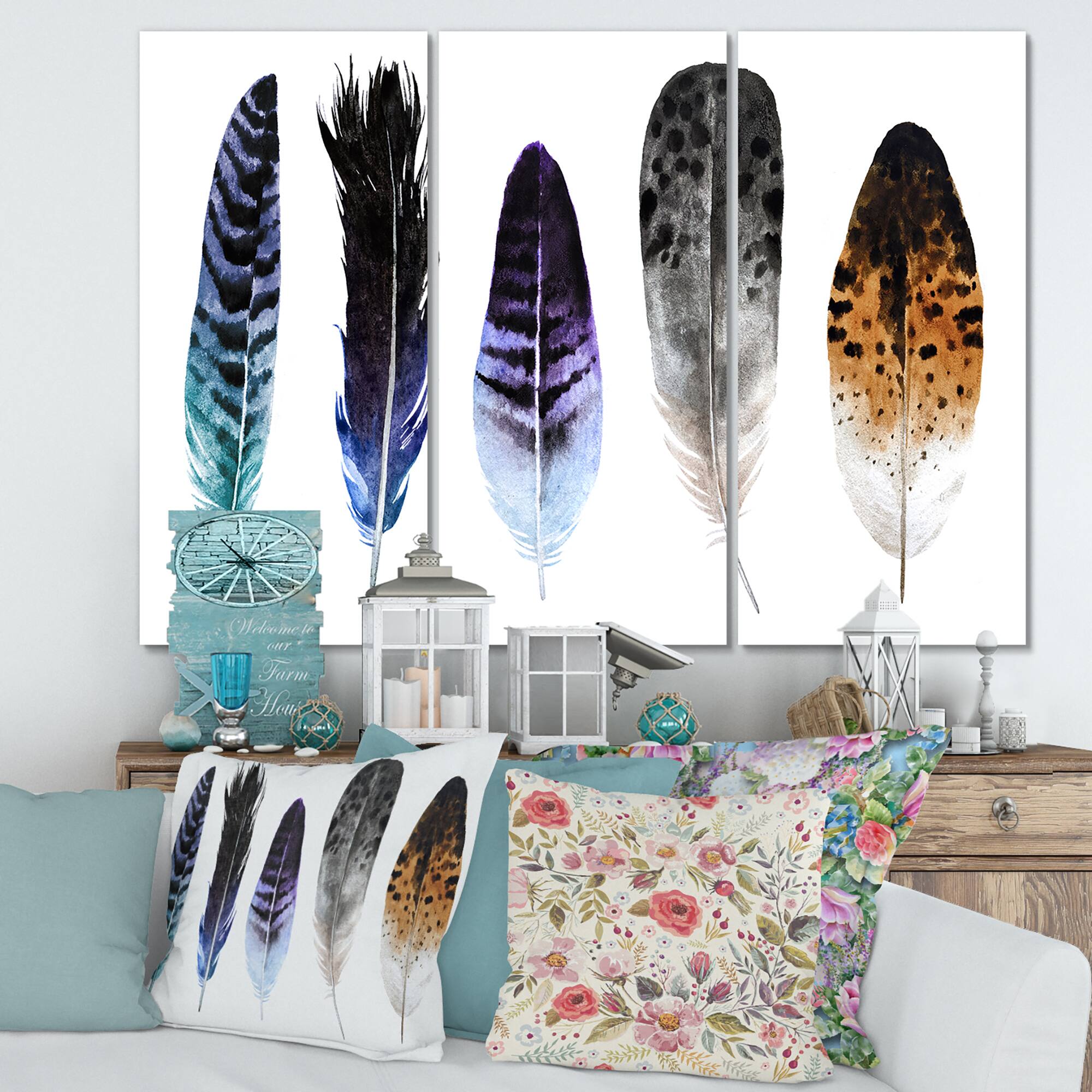 Designart - Colourful Boho Feathers II